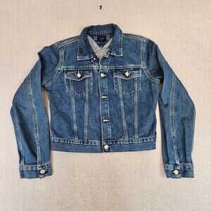 Vintage 1990s Tommy Jeans Cropped Denim Button Up Jacket Y2K Size M